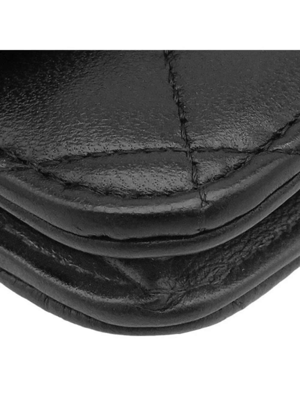 Chanel Chain Wallet Quilted Lambskin Black Silver CC Logo 24 Shoulder